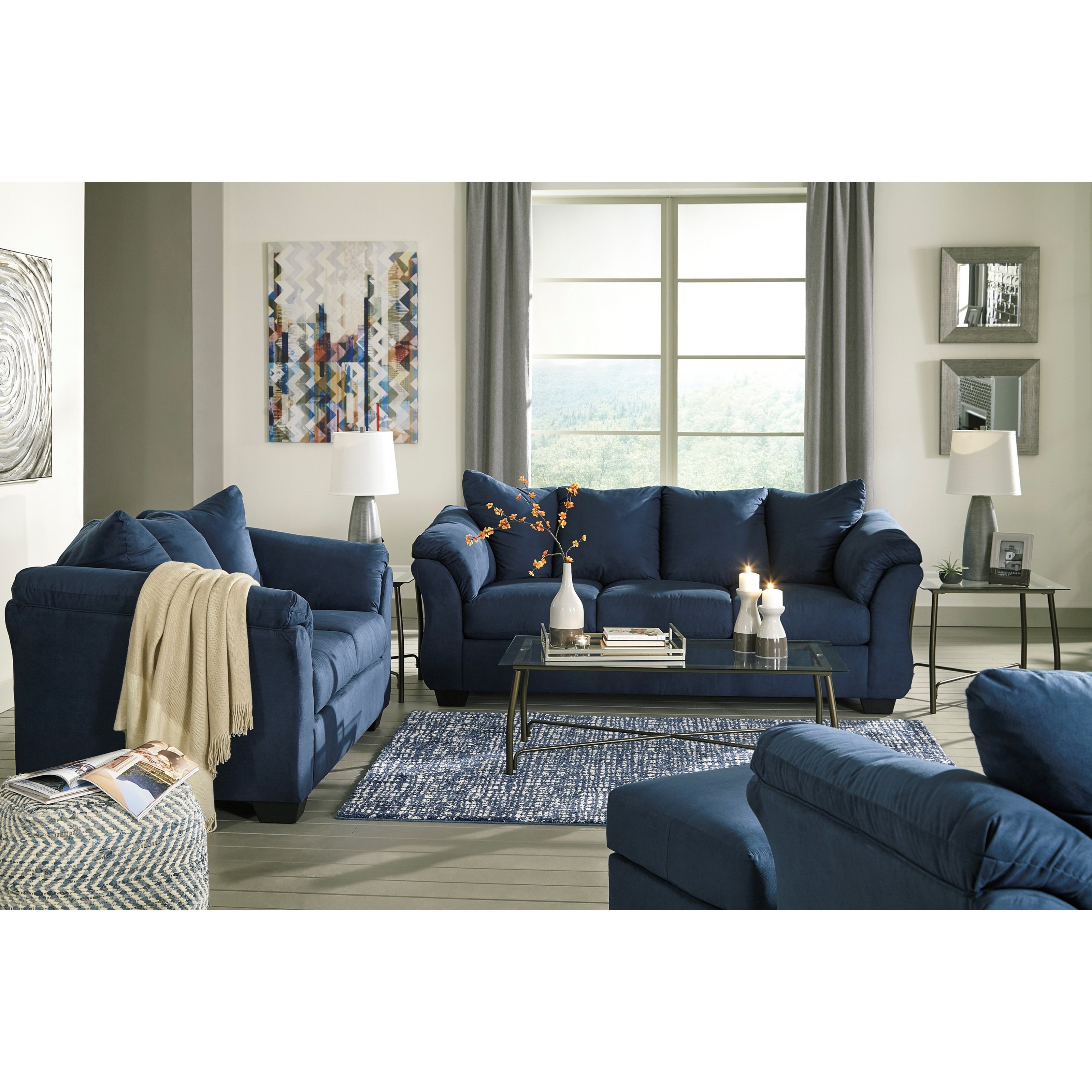 Signature Design by Ashley Darcy Blue Stationary Living Room Group